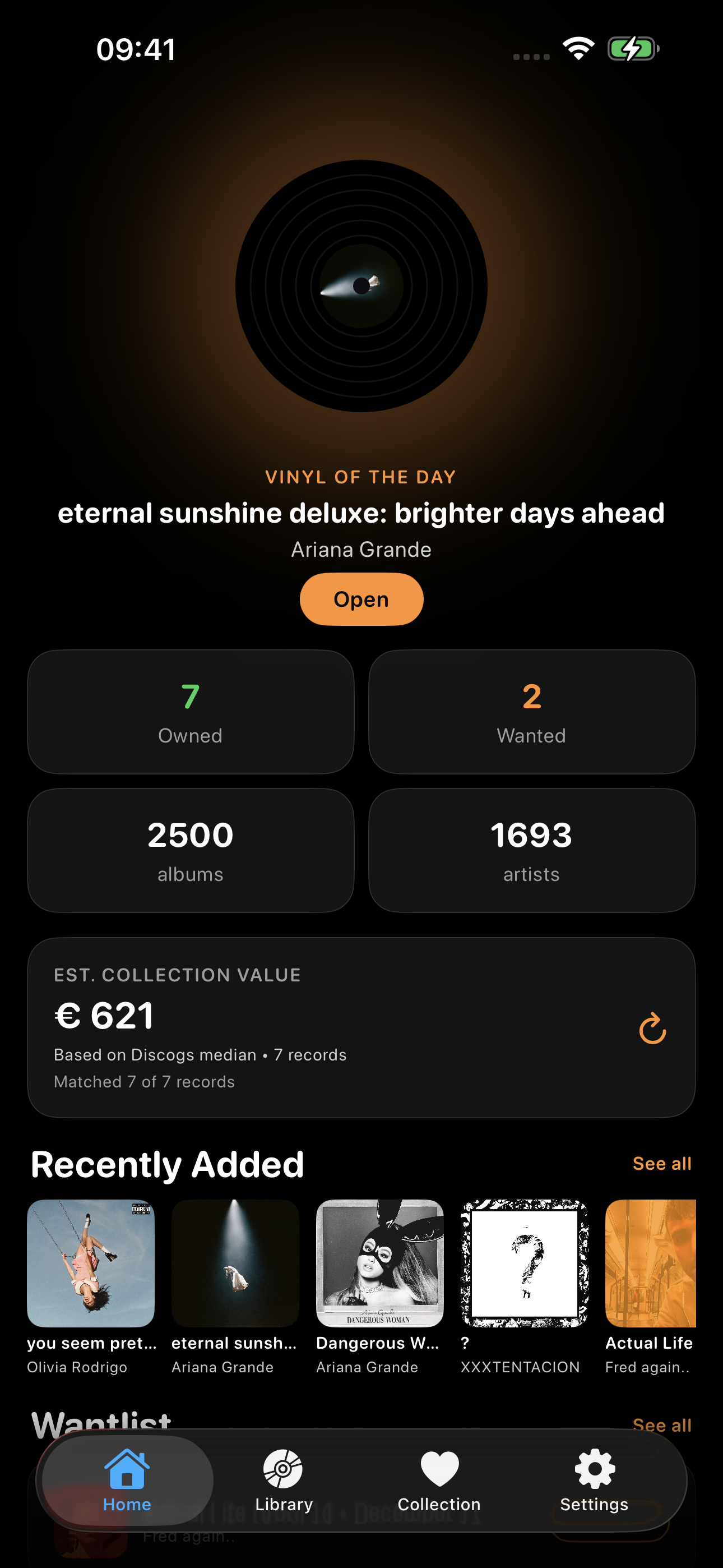 PulseVinyl home screen